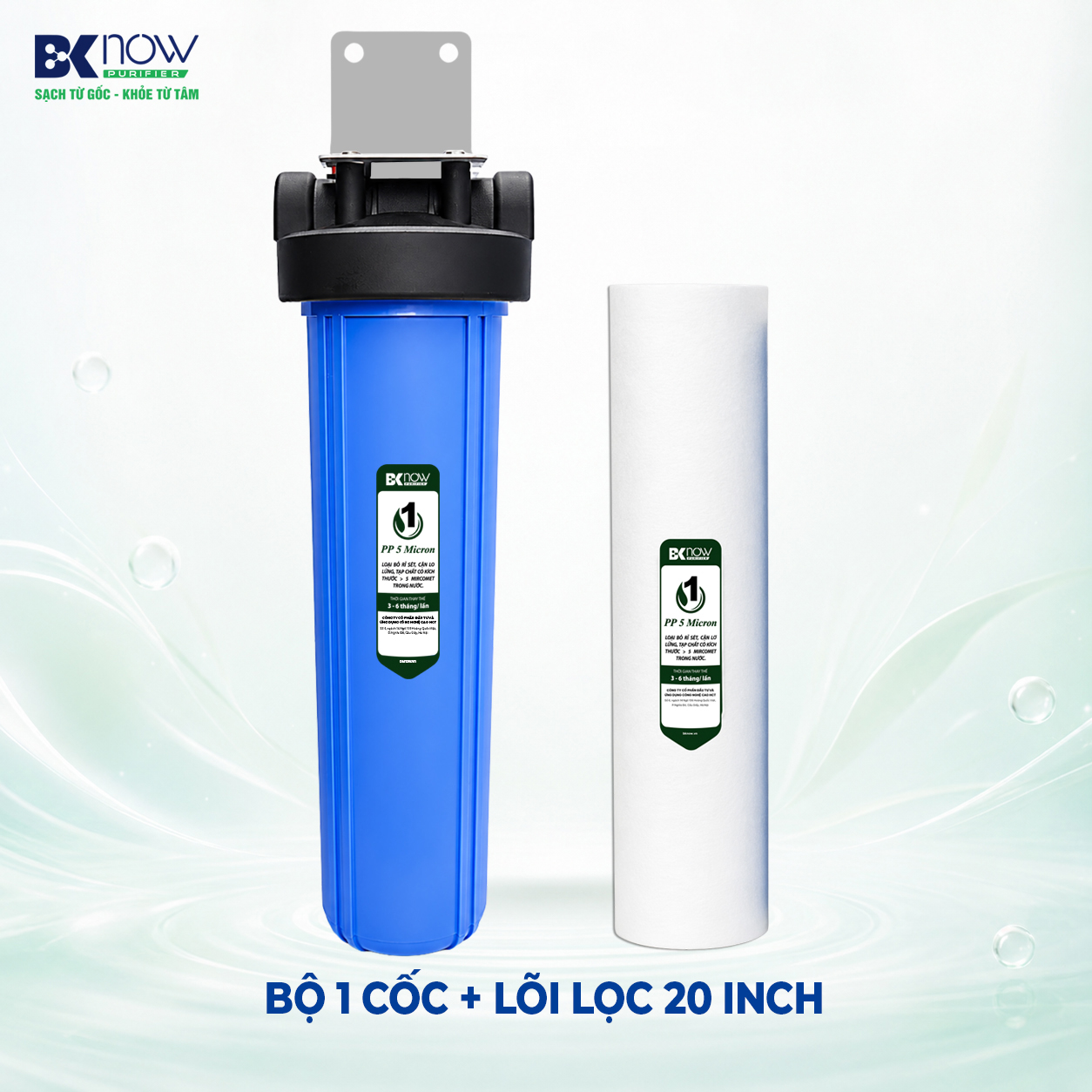 Bộ lọc nước thô đầu nguồn 20 inch (1 cốc + 1 lõi)