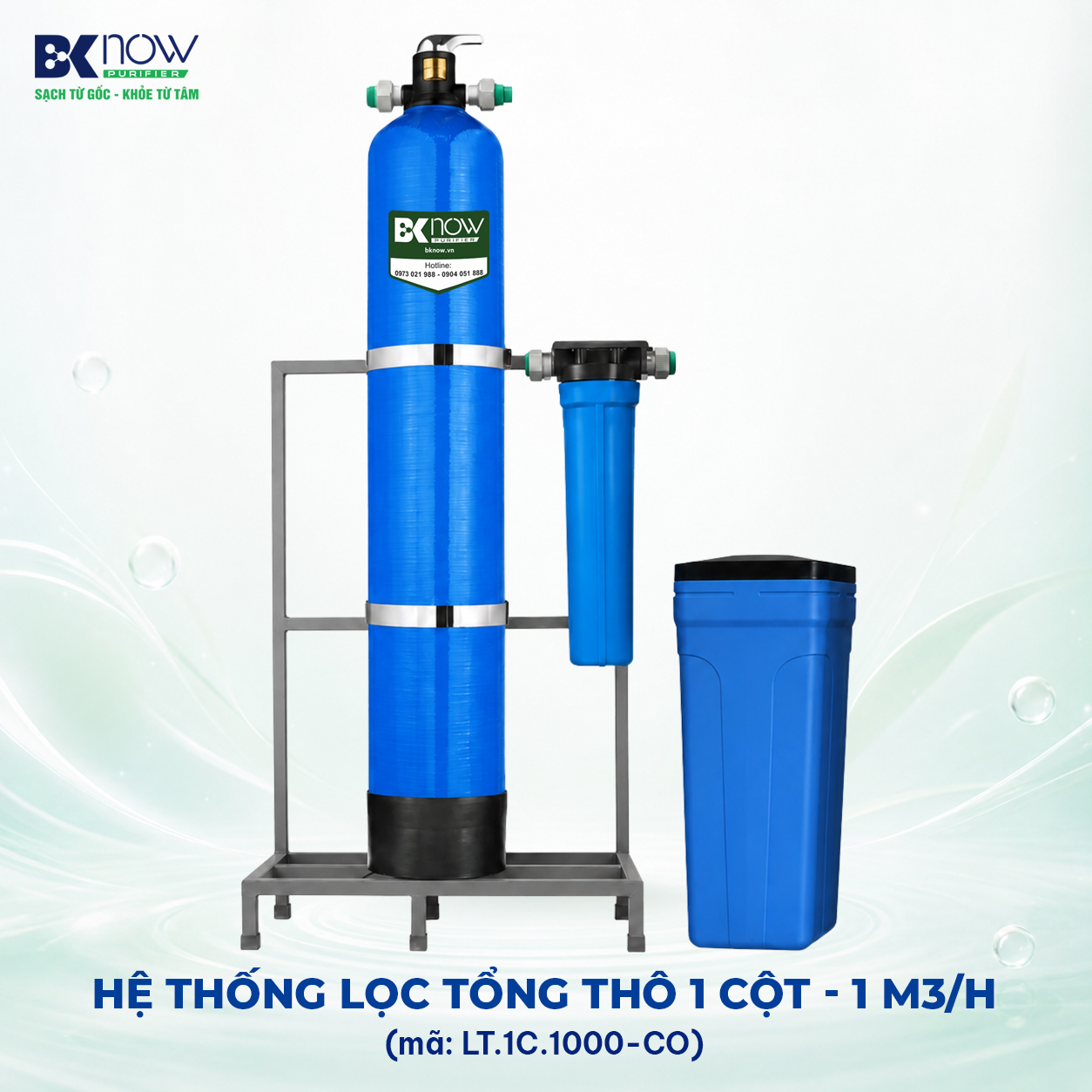 Hệ thống 1 cột lọc nước composite đầu nguồn 1000 lít/giờ - van tay
