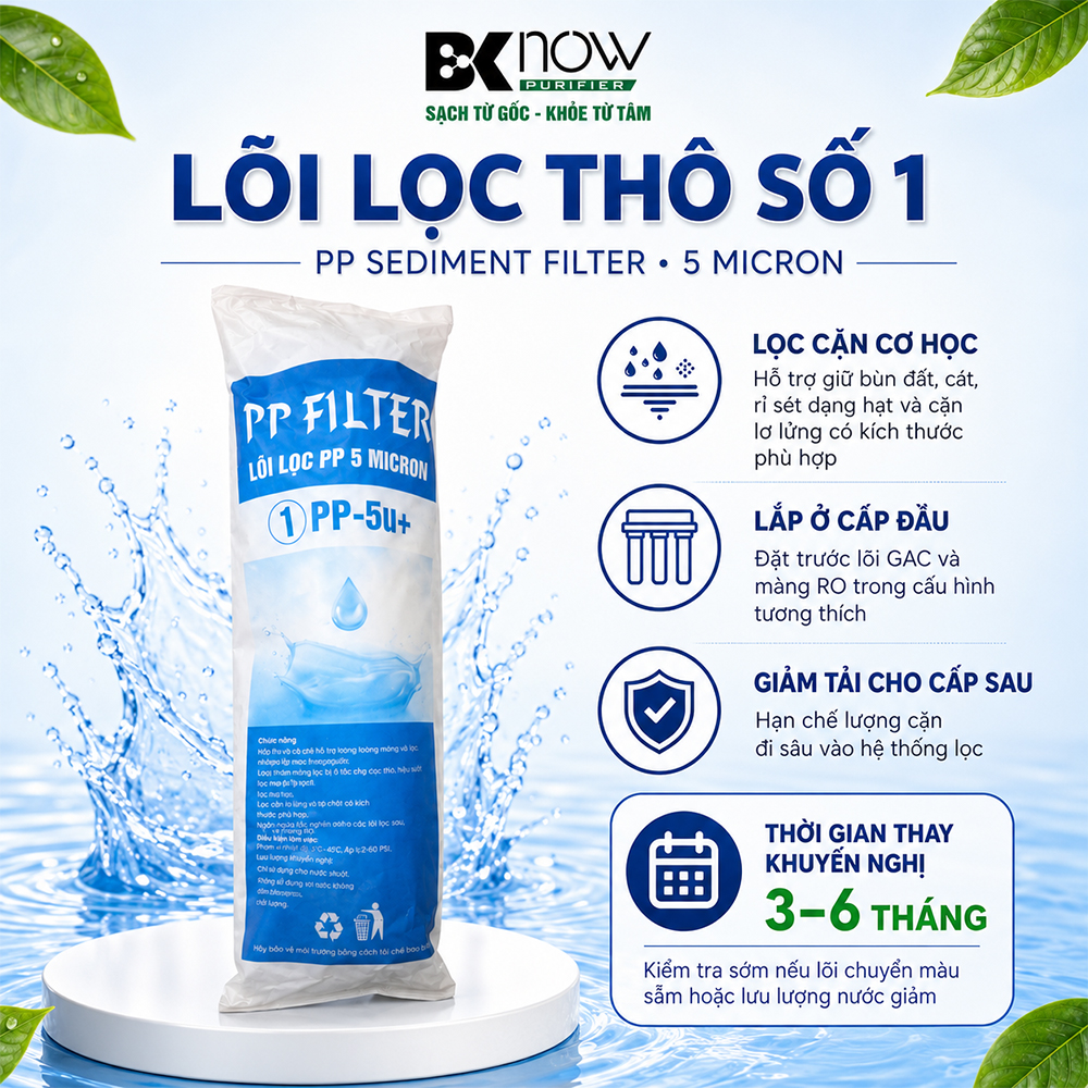 Lõi lọc nước số 1 (lõi lọc pp 5 micron)