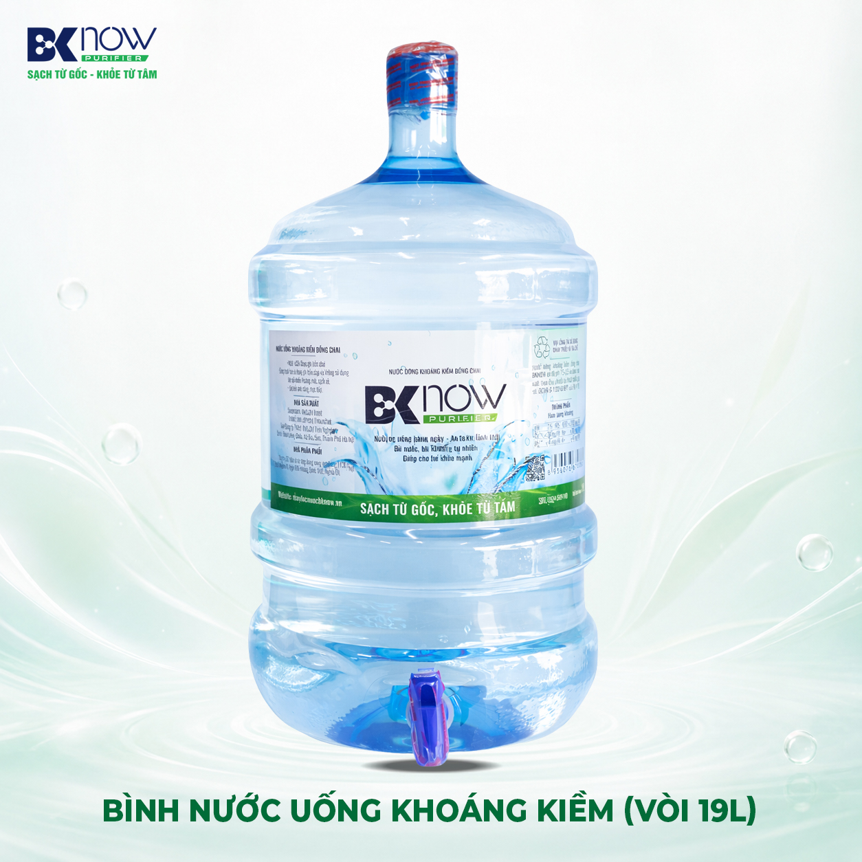 Bình nước uống khoáng kiềm BKNOW 19 lít (loại bình vòi)