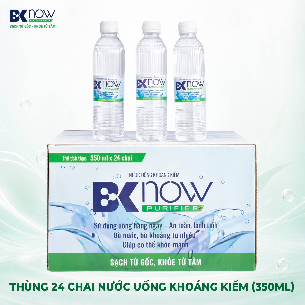 Thùng 24 chai nước uống khoáng kiềm BKNOW loại 350ml