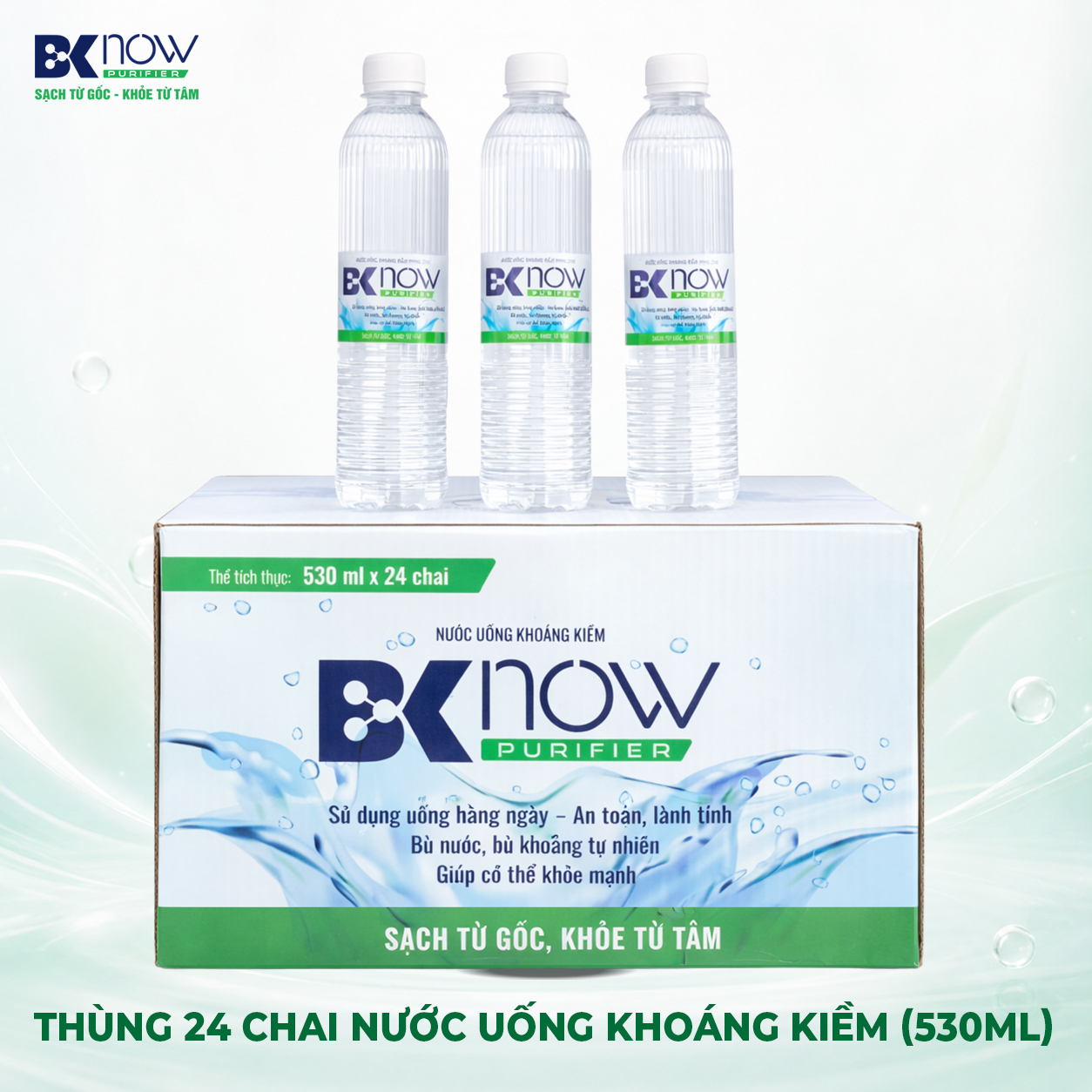 Thùng 24 chai nước uống khoáng kiềm BKNOW loại 530ml