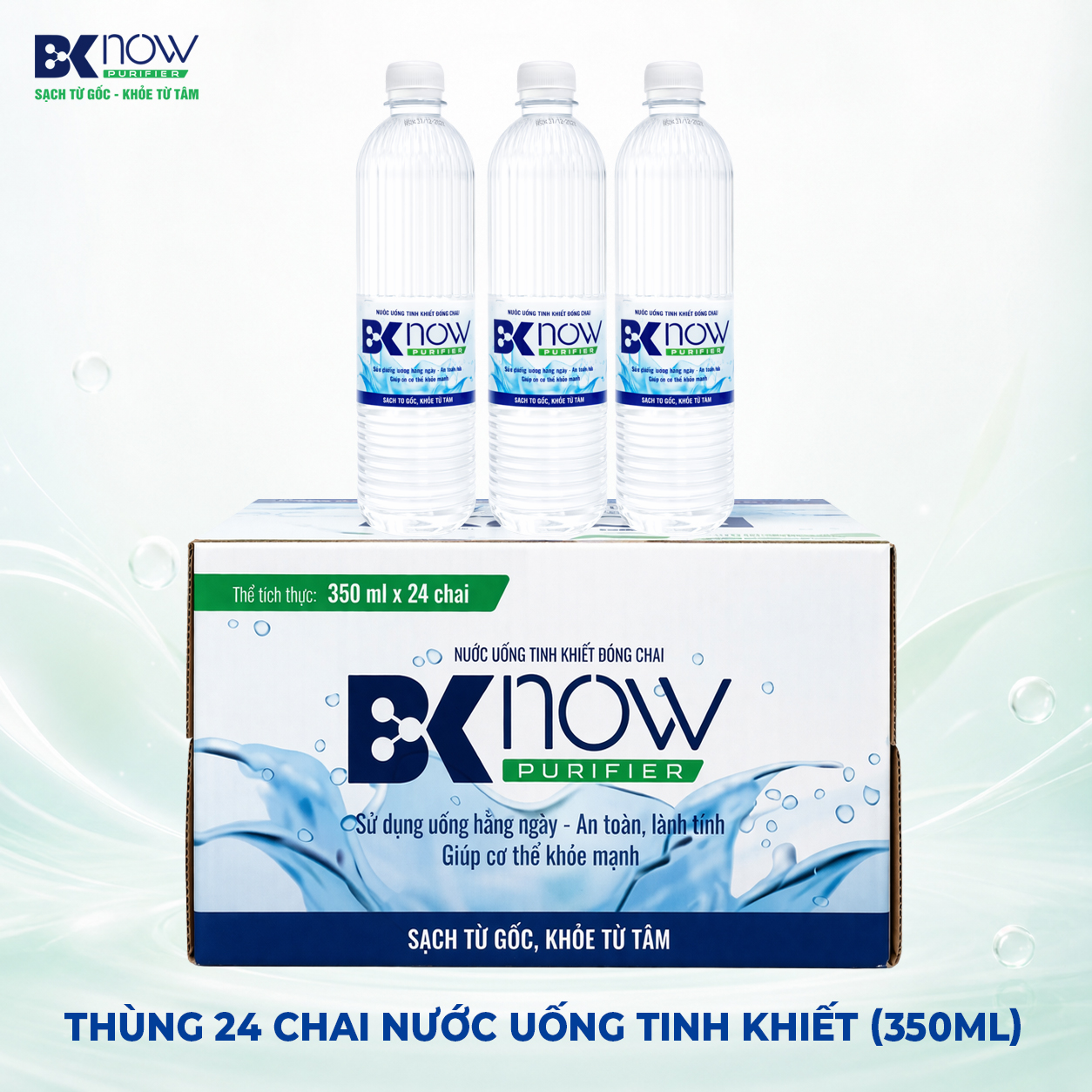 Thùng 24 chai nước uống tinh khiết BKNOW loại 350ml